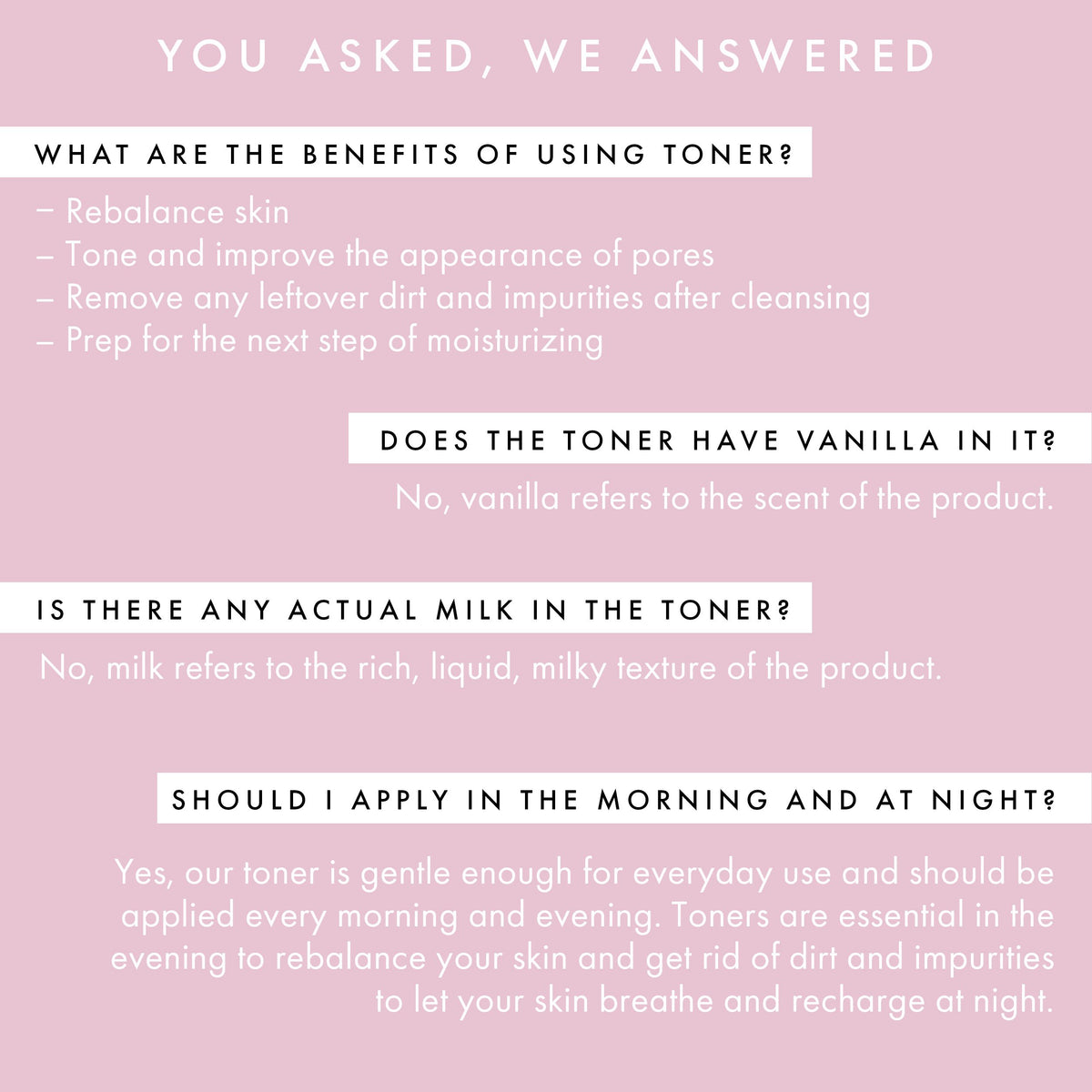 Vanilla Milk Toner · Tónico facial